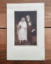 Load image into Gallery viewer, Antique 1920s Wedding Photograph – Mount Framed Vintage Bride & Groom Portrait – Early 20th Century Wedding Keepsake