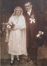 Load image into Gallery viewer, Antique 1920s Wedding Photograph – Mount Framed Vintage Bride & Groom Portrait – Early 20th Century Wedding Keepsake