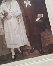 Load image into Gallery viewer, Antique 1920s Wedding Photograph – Mount Framed Vintage Bride & Groom Portrait – Early 20th Century Wedding Keepsake