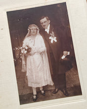 Load image into Gallery viewer, Antique 1920s Wedding Photograph – Mount Framed Vintage Bride & Groom Portrait – Early 20th Century Wedding Keepsake