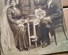 Load image into Gallery viewer, Antique Early 20th Century Wedding Portrait – Vintage Mounted Photograph – Formal Military & Civil Wedding Couples