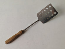 Load image into Gallery viewer, Vintage Voos USA Stainless Steel Slotted Turner with Wooden Handle – 33cm Long
