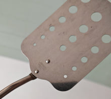 Load image into Gallery viewer, Vintage Voos USA Stainless Steel Slotted Turner with Wooden Handle – 33cm Long