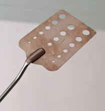 Load image into Gallery viewer, Vintage Voos USA Stainless Steel Slotted Turner with Wooden Handle – 33cm Long