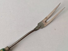Load image into Gallery viewer, Vintage Voos USA Stainless Steel Meat Fork with Green Wooden Handle – 34cm Long