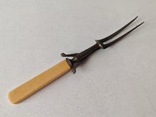 Load image into Gallery viewer, Vintage Meat Carving Fork with Cream Colour Plastic Handle – 25cm Long