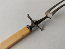 Load image into Gallery viewer, Vintage Meat Carving Fork with Cream Colour Plastic Handle – 25cm Long