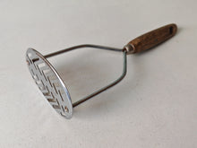 Load image into Gallery viewer, Vintage Potato Masher Wooden Handle, Stainless Steel Head Made in England – 25cm Long