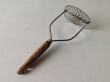 Load image into Gallery viewer, Vintage Potato Masher Wooden Handle, Stainless Steel Head Made in England – 25cm Long