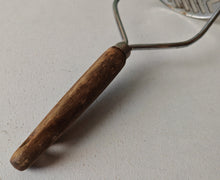 Load image into Gallery viewer, Vintage Potato Masher Wooden Handle, Stainless Steel Head Made in England – 25cm Long