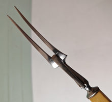 Load image into Gallery viewer, Vintage Meat Carving Fork with Cream Colour Plastic Handle – 25.5cm Long