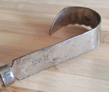 Load image into Gallery viewer, Vintage Cheese & Chocolate Curling Knife – Made in England – Rustic Wooden Handle with Green Patina