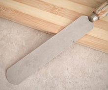 Load image into Gallery viewer, Vintage Palette Knife with Distressed Blue Wooden Handle – 29cm Long