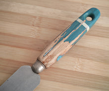 Load image into Gallery viewer, Vintage Palette Knife with Distressed Blue Wooden Handle – 29cm Long