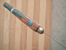 Load image into Gallery viewer, Vintage Palette Knife with Distressed Blue Wooden Handle – 29cm Long