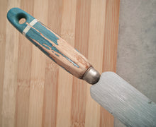 Load image into Gallery viewer, Vintage Palette Knife with Distressed Blue Wooden Handle – 29cm Long