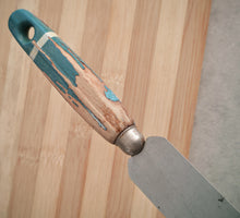 Load image into Gallery viewer, Vintage Palette Knife with Distressed Blue Wooden Handle – 29cm Long