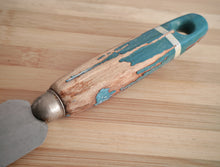 Load image into Gallery viewer, Vintage Palette Knife with Distressed Blue Wooden Handle – 29cm Long