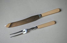 Load image into Gallery viewer, Vintage Sheffield England Carving Knife & Fork Set – Boxed, Bakelite Handles, Stainless Steel