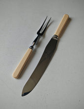 Load image into Gallery viewer, Vintage Sheffield England Carving Knife & Fork Set – Boxed, Bakelite Handles, Stainless Steel