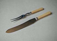 Load image into Gallery viewer, Vintage Sheffield England Carving Knife & Fork Set – Boxed, Bakelite Handles, Stainless Steel