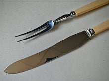 Load image into Gallery viewer, Vintage Sheffield England Carving Knife & Fork Set – Boxed, Bakelite Handles, Stainless Steel