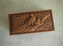 Load image into Gallery viewer, Vintage Style Embossed Plastic Trinket Box - Bird & Floral Design - 15cm x 7.5cm x 4.5cm
