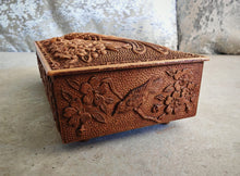 Load image into Gallery viewer, Vintage Style Embossed Plastic Trinket Box - Bird & Floral Design - 15cm x 7.5cm x 4.5cm