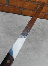 Load image into Gallery viewer, Vintage Friar Ham Slicer Knife with Original Sheath – Sheffield Steel – Wooden Handle – Sanders & Bowers Ltd