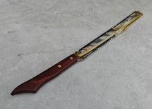 Load image into Gallery viewer, Vintage Friar Ham Slicer Knife with Original Sheath – Sheffield Steel – Wooden Handle – Sanders & Bowers Ltd