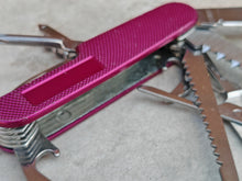Load image into Gallery viewer, Vintage Multi-Tool Pocket Knife – 11 Function Folding Knife – Pink Textured Handle – Stainless Steel – Camping EDC Tool – Unbranded