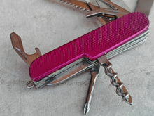 Load image into Gallery viewer, Vintage Multi-Tool Pocket Knife – 11 Function Folding Knife – Pink Textured Handle – Stainless Steel – Camping EDC Tool – Unbranded