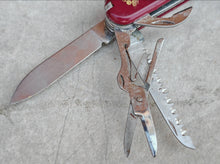 Load image into Gallery viewer, Vintage BPA EI Multi Tool Pocket Knife – 13-in-1 Folding Utility Knife – Red Handle – Stainless Steel – China Made – Collectible EDC Tool