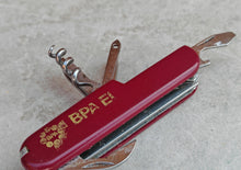 Load image into Gallery viewer, Vintage BPA EI Multi Tool Pocket Knife – 13-in-1 Folding Utility Knife – Red Handle – Stainless Steel – China Made – Collectible EDC Tool