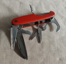 Load image into Gallery viewer, Vintage Red Handle Multi-Tool Pocket Knife – Collectible Swiss-Style Folding Knife