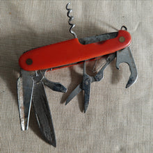 Load image into Gallery viewer, Vintage Red Handle Multi-Tool Pocket Knife – Collectible Swiss-Style Folding Knife