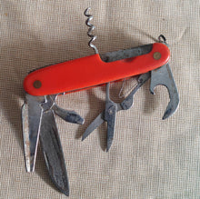 Load image into Gallery viewer, Vintage Red Handle Multi-Tool Pocket Knife – Collectible Swiss-Style Folding Knife