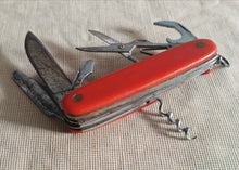 Load image into Gallery viewer, Vintage Red Handle Multi-Tool Pocket Knife – Collectible Swiss-Style Folding Knife