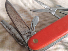 Load image into Gallery viewer, Vintage Red Handle Multi-Tool Pocket Knife – Collectible Swiss-Style Folding Knife