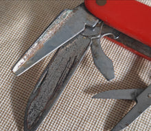 Load image into Gallery viewer, Vintage Red Handle Multi-Tool Pocket Knife – Collectible Swiss-Style Folding Knife