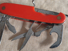 Load image into Gallery viewer, Vintage Red Handle Multi-Tool Pocket Knife – Collectible Swiss-Style Folding Knife