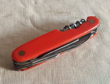 Load image into Gallery viewer, Vintage Red Handle Multi-Tool Pocket Knife – Collectible Swiss-Style Folding Knife