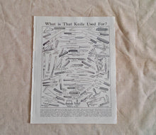 Load image into Gallery viewer, Vintage Original Bookplate Print Antique Knife Illustration Chart – Old Reference Plate – Collectible Wall Art – Used