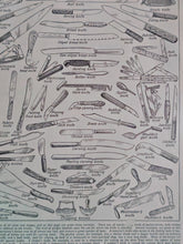 Load image into Gallery viewer, Vintage Original Bookplate Print Antique Knife Illustration Chart – Old Reference Plate – Collectible Wall Art – Used