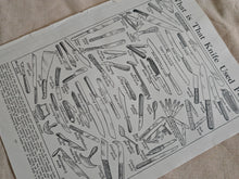 Load image into Gallery viewer, Vintage Original Bookplate Print Antique Knife Illustration Chart – Old Reference Plate – Collectible Wall Art – Used