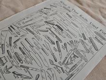 Load image into Gallery viewer, Vintage Original Bookplate Print Antique Knife Illustration Chart – Old Reference Plate – Collectible Wall Art – Used