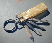 Load image into Gallery viewer, Vintage Souvenir Manicure Set Keyring Germany Soest Markt Rathaus Folding Nail Kit