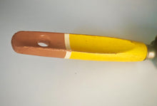 Load image into Gallery viewer, Vintage Manual Knife Sharpener 20cm Yellow Wooden Handle Dual Wheel Blade Sharpener