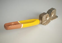 Load image into Gallery viewer, Vintage Manual Knife Sharpener 20cm Yellow Wooden Handle Dual Wheel Blade Sharpener