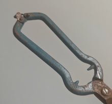 Load image into Gallery viewer, Vintage Garden Pruning Shears 17cm Metal Snips Blue Handle Rusty Patina Tool